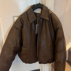 Classic Brown Leather Utility Jacket